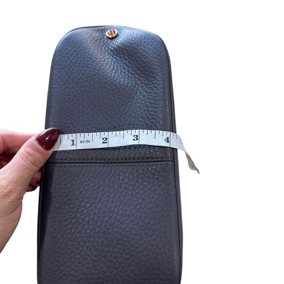 Dagne Dover Lola Gray Pebbled Leather Cosmetic Zip Pouch Makeup Toiletry Bag - Picture 12 of 13